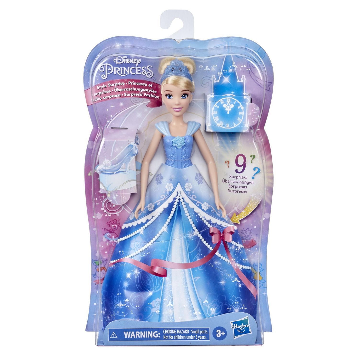 Disney Princess Style Surprise Cinderella Fashion Doll with 10 Fashions and Accessories, Hidden Surprises Toy