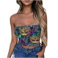 thumbnail image 2 of SOOMLON Mardi Gras Tube Tops for Women Carnival Outfits Tuesday Party Sleeveless Tshirts Fancy Mask Print Tops Sexy Cropped Tops New Orleans Holiday Blouses 2025 Purple XL, 2 of 4