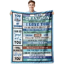 Grandson Gifts, Grandson Blanket from Grandma, Birthday Gift for Grandson from Grandparents, Grandson Graduation Party Gift Ideas, Grandson Valentines Gift Throw Blankets 60"X50"