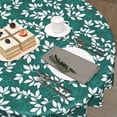 thumbnail image 4 of Summer Leaf Round Tablecloth 60 Inch Leaves Farmhouse Green Washable Wrinkle Stain-Resistant Table Cloth Polyester Table Cover for Kitchen Dinning Parties Holiday, 4 of 5