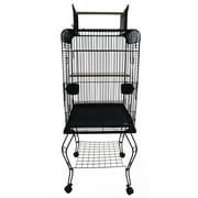 20" Open Top Parrot Cage With Stand In Black