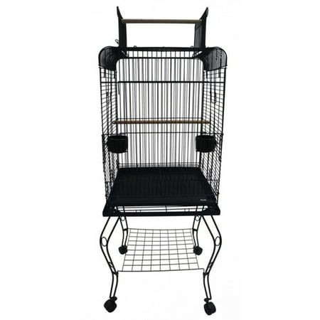 20" Open Top Parrot Cage With Stand In Black
