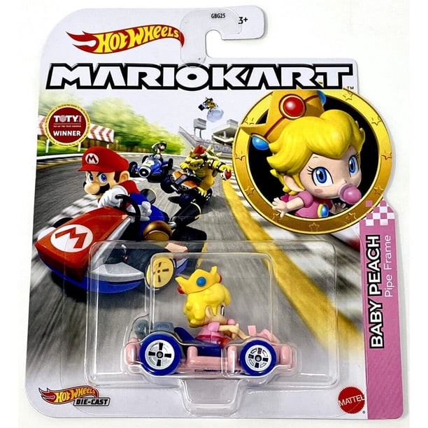Auto fundido a presión Hot Wheels Mario Kart Baby Peach a escala 1:64