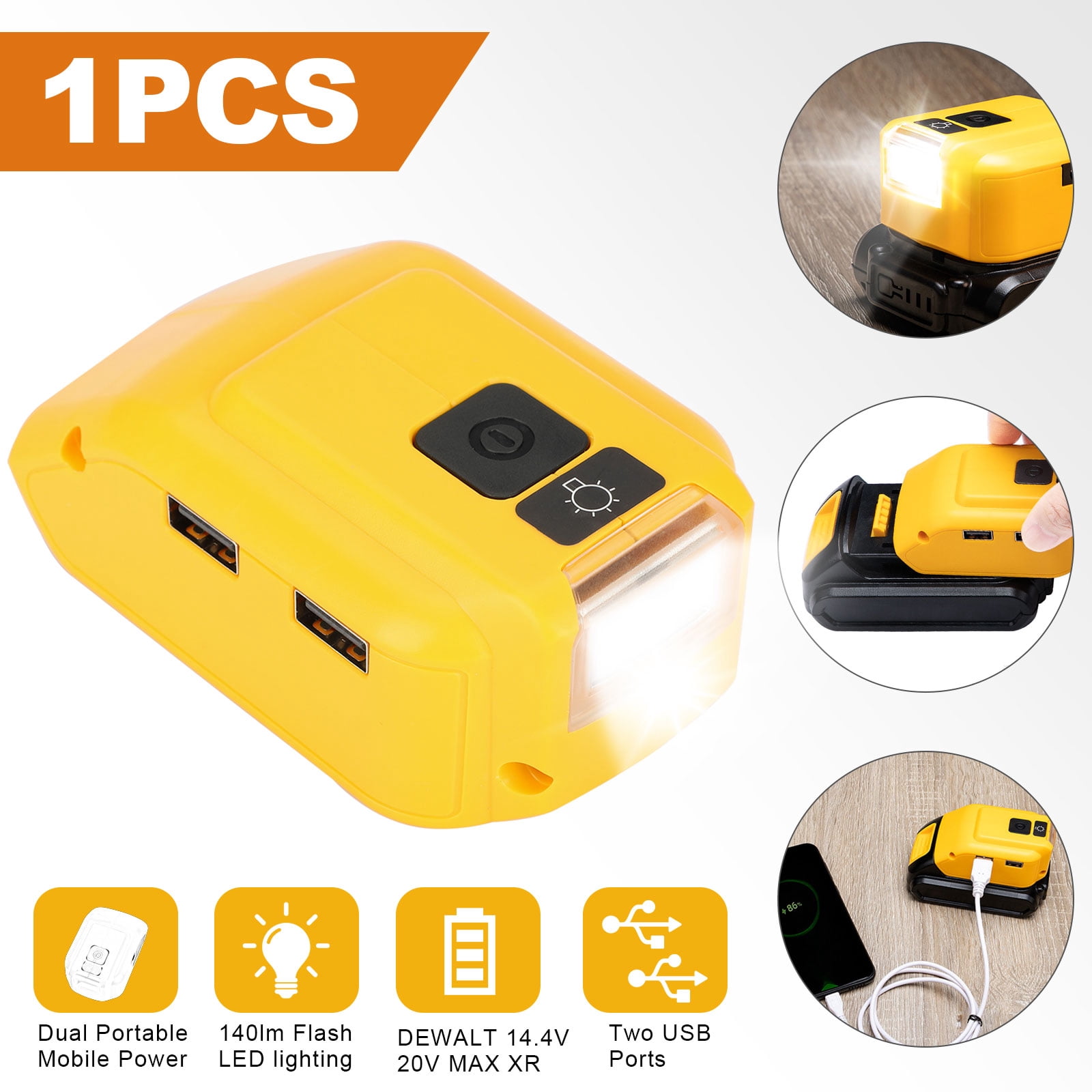 Tsv Charger Adapter Set Adapter Compatible With Dewalt Original 18v 14 4 To v Max Xr Lithium Batteries Adapter Built In 2 Usb Output Ports Dc Output Port Adapter For Dcb1 Dcb3 Dcb4 Dcb5