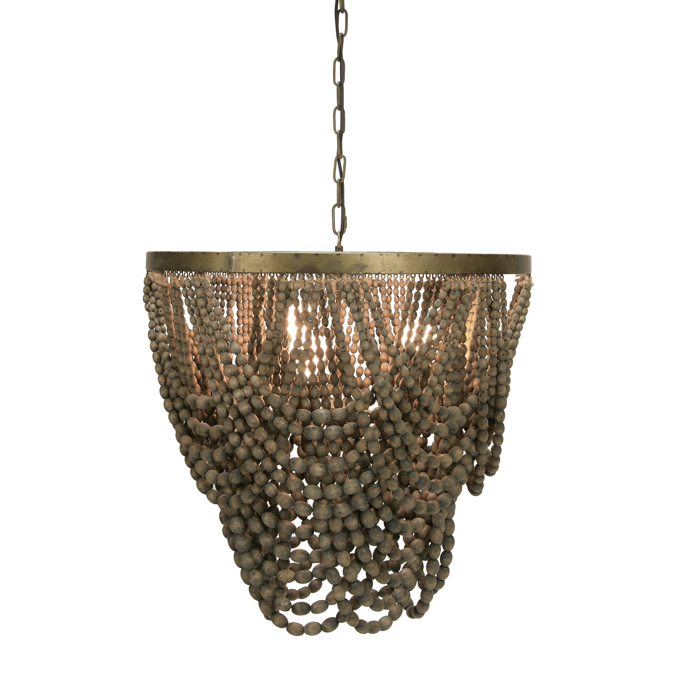 Creative Co-Op 2-Tier Draped Wood Bead Chandelier