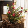 thumbnail image 2 of Artificial Red Pomegranate Greenery Leaf Bouquet 22" Tall, 2 of 6