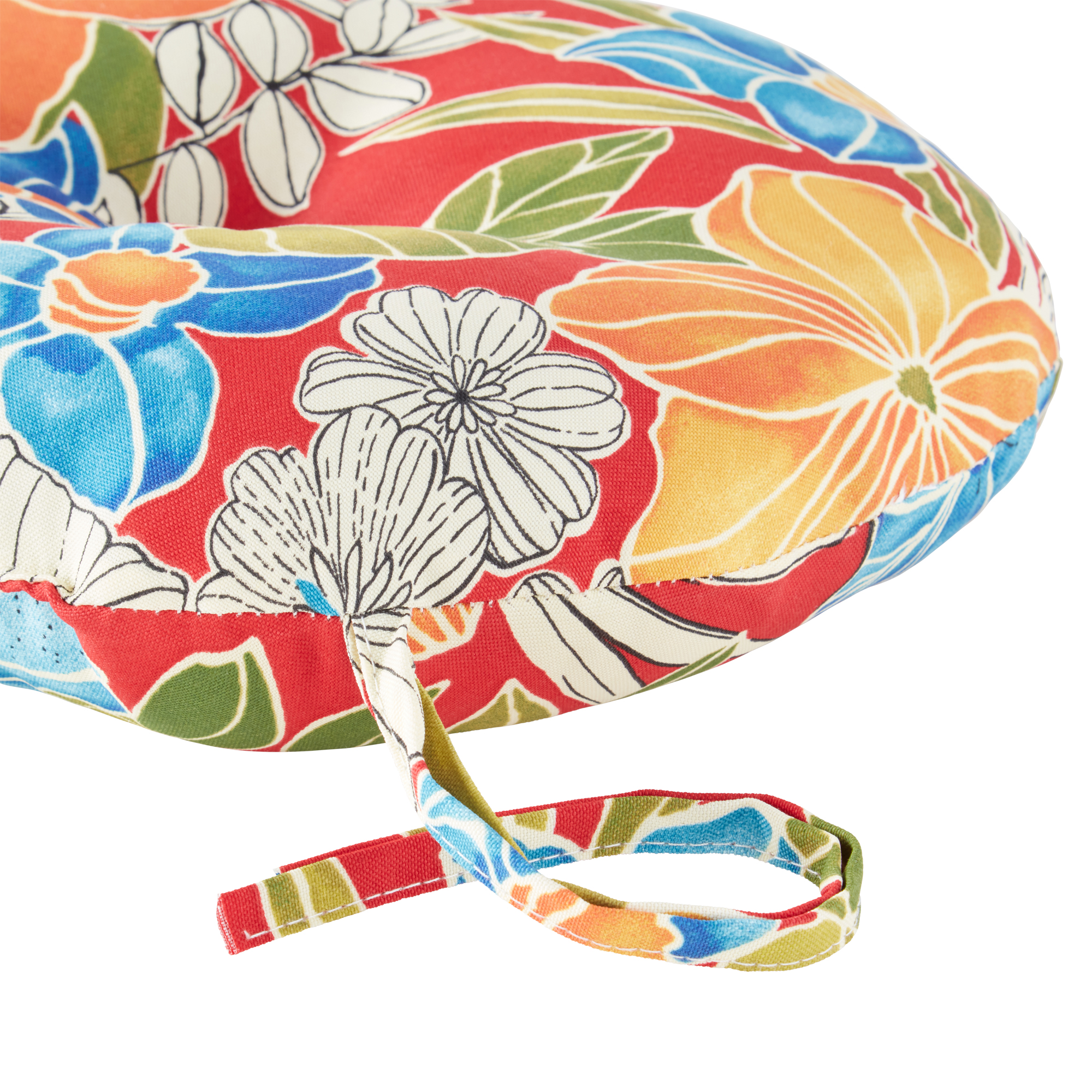 Greendale Home Fashions Aloha Red Floral 15 in. Round Outdoor Reversible Bistro Seat Cushion (Set of 2) - image 3 of 5
