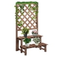 thumbnail image 2 of Outsunny Outdoor Plant Stand, Wooden Tiered Plant Shelf with Trellis for  Climbing Vines, Ladder Flower Pot Display Stand for Patio Garden Balcony Living Room, 2 of 8