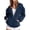 BBE57-Navy, variant on Womens Sweatshirts Half Zip Cropped Pullover Drawstring Quarter Zipper Hoodies Long Sleeve Oversized Y2K Jacket Pockets Wine M