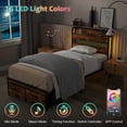 thumbnail image 4 of AENKYO Twin Size Bed Frame with 4 Storage Drawers, LED Lights, Charging Station Headboard, Rustic Brown, 4 of 9