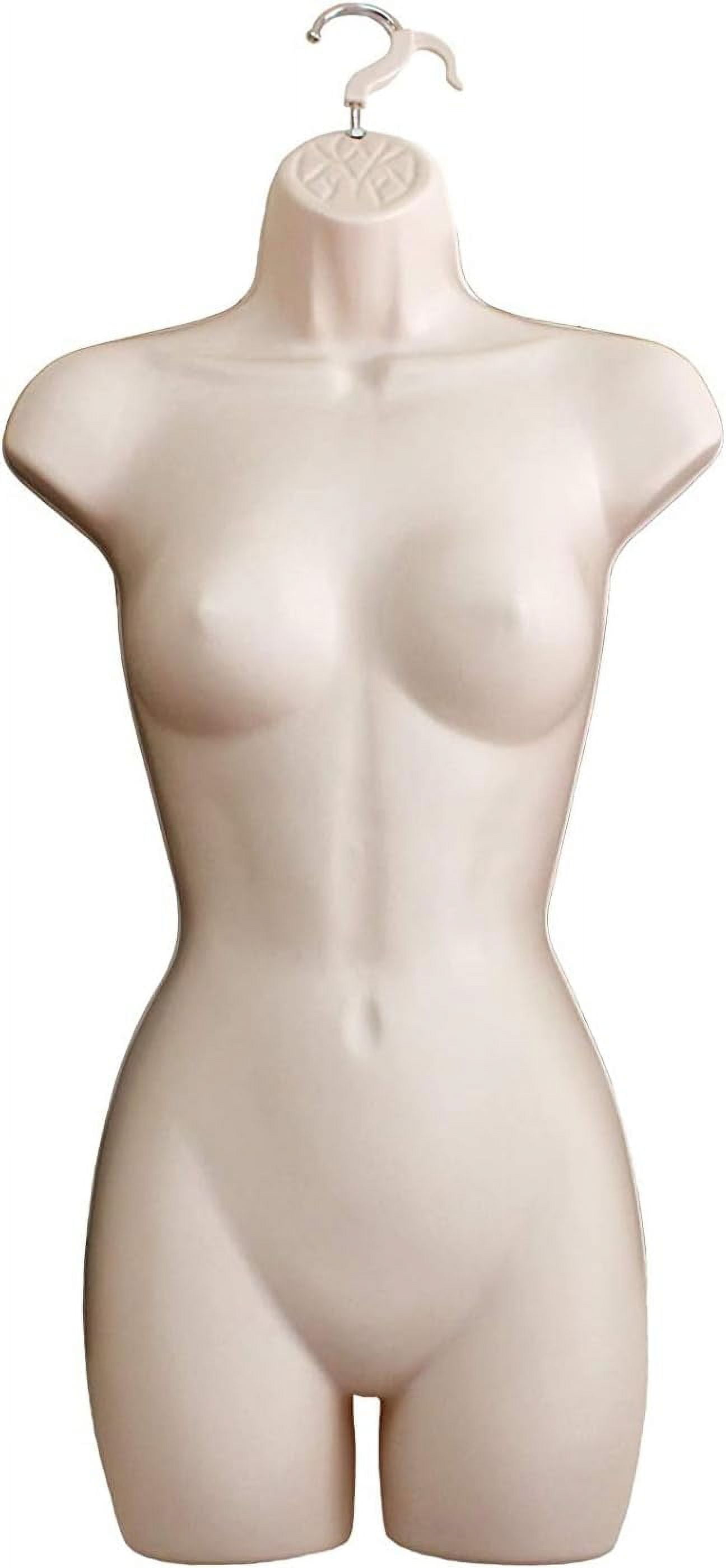 DisplayTown Female Mannequin Torso Hip Long Hollow Back Hanging BodyDress Form with Hanging Hook, Flesh S-M Sizes (20-Pack)