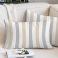 thumbnail image 2 of Beige Grey Striped Lumar Pillow Covers, Minimalist Farmhouse Stripe Soft Breathable Throw Pillow Cases with Invisible Zipper, Decorative Pillowcase Pillows Protectors for Sofa Bed Chair 16"x24", 2 of 9