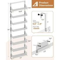 Over the Door Pantry Organizer 8-Tier, Large Metal Door Spice Rack with Adjustable Basket, 2 in 1 Wall Mount or Hanging Heavy-Duty Pantry Door Storage Shelf for Kitchen and Bathroom, White