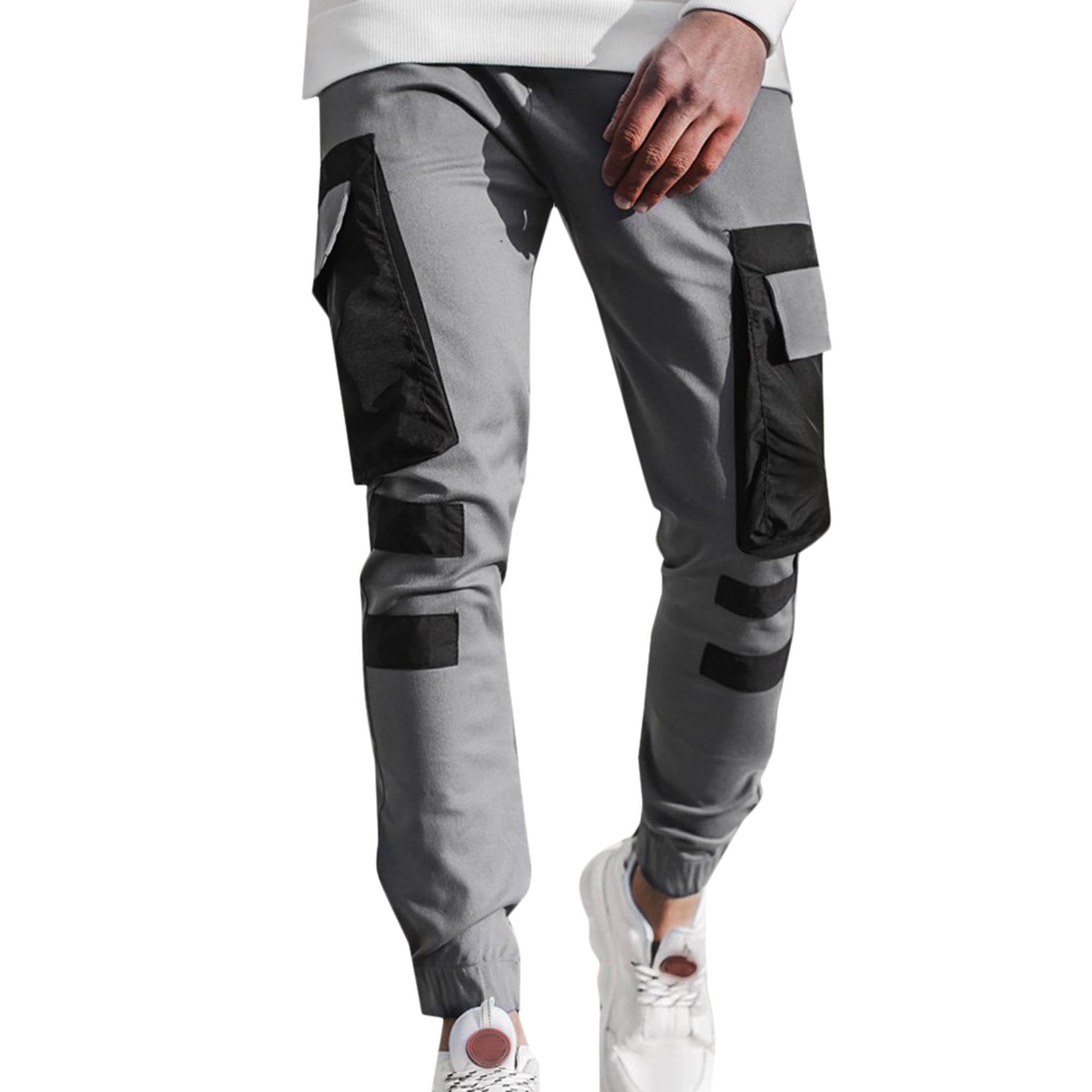 Details about   Mens Casual Workout Gym Running Sweatpants with Towel Loop Multi Pockets Bottoms 