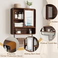 thumbnail image 5 of Vecenuy Modern Bathroom Wall Cabinet, Medicine Cabinets with Mirror, Over The Toilet Storage Cabinet for Bathroom, Towel Bar, Sliding Door, 3 Lighting Modes, Adjustable Brightness, Dark Walnut, 5 of 7