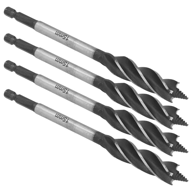 4 brocas para carpintería, sierras perforadoras de metal, brocas de 4 filos, vástago hexagonal de 4 ranuras, herramienta de corte de 15 mm