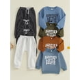 thumbnail image 4 of Gupgi 2pcs Fall Baby Boy Girl Long Sleeve Letters Print Pullover Solid Color Elastic Waist Sweatpants, 4 of 10