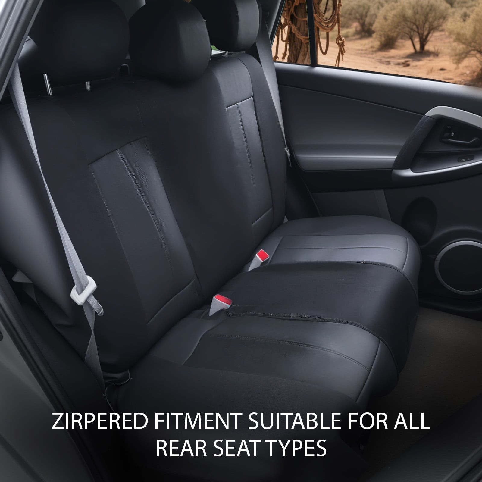 Universal Rear Bench Car Seat Cover, Full-Size Back Seat Protector for Cars SUVs Trucks, All-Season Fit, Upgrade Interior Style, Easy Installation – Rear 3-Seat Cover