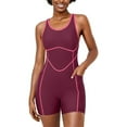 thumbnail image 1 of Beautyin Women's Athletic Boyleg One Piece Swimsuits with Pockets Racerback Modest Bathing Suit, 1 of 8