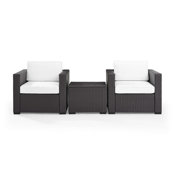 Crosley Furniture Biscayne 2 Person Outdoor Wicker Seating Set In White Two Chairs Coffee Table Com Outdoor Wicker Chairs Coffee Table, Biscayne Outdoor Furniture