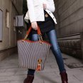 thumbnail image 4 of zttd chain shoulder canvas shopping stripe girl bag women shop tote tassels handbag bag a, 4 of 4
