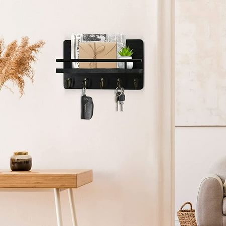 Key Hanger For Wall With Shelf Decorative And Mail Holder 5 Hooks - Key Hooks For Wall With Shelf Key Hanger For Wall With Shelf Decorative And Mail Holder 5 Hooks - Key Hooks For Wall With Shelf
