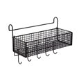 thumbnail image 1 of Cesta de almacenamiento colgante junto a la cama, junto al estante, ahorro de espacio, fácil instalación, metal Negro con ganchos, 1 of 7