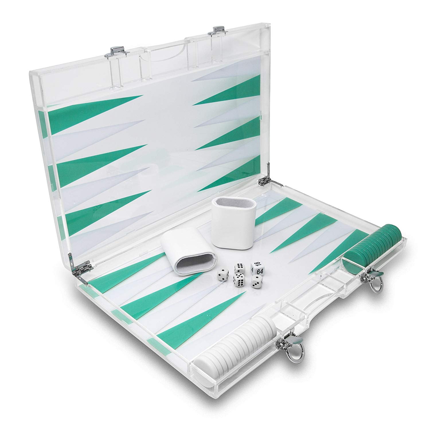 Rolling 66 16Inch Lucite Deluxe Backgammon Set (Turquoise)
