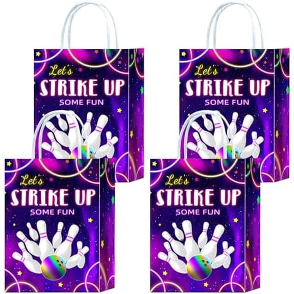 16 Pieces Red Bowling Goodie Bags for Birthday Party Supplies, Gift Snacks Treat Candy Favors With Handles for Kids Adults Theme Party Decorations