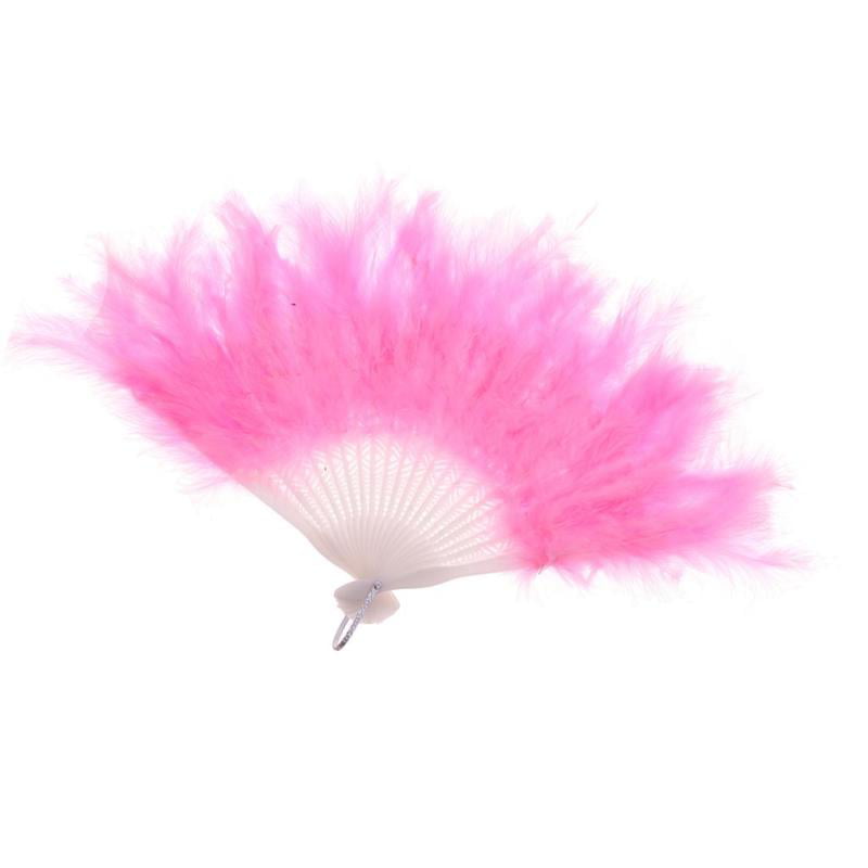 Thicken Fluffy Feather Hand Fans Women Folding Dance Fan Stage Props Costume Acc 