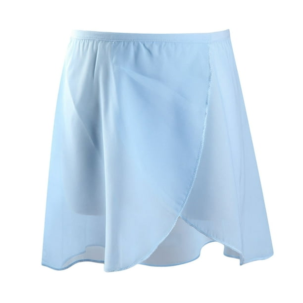 EeaseMX vestido de baile para niñas, falda para fiesta, actuación, falda de entrenamiento de ballet para niñas (azul cielo, talla S)