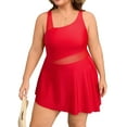 thumbnail image 1 of Charmo Plus Size One Piece Swimsuit Swim Dress Mesh Cutout Skirt Bathing Suits Women Side Split Modest Swim Suits, 1 of 7