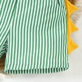 thumbnail image 5 of Toddler Outfits for Boys Toddler Kids Boys Summer Short Sleeve Cartoon Dinosaur Prints Pullover Tops Striped Shorts Outfits Boys Athletic Shorts Green 12 Months-18 Months, 5 of 6