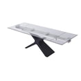 thumbnail image 6 of HomeRoots  30 x 63 x 35 in. Glass & Black Extendable Rectangular Dining Table with X Metal Base, 6 of 6