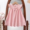 thumbnail image 6 of Ulanda Girls Sleeveless Bowknot Dress Scalloped Hem Casual Dresses 2026 Fashion Summer Twirl Dress for Toddler Kids (Pink, 2-3 Years), 6 of 7