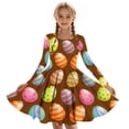 thumbnail image 6 of Xdegoge Funny Kids Girls Easter Holiday Dress Colorful Egg Printed Tween Spring Sundress Knee Length Swing Long Sleeve Cute Festival Party Outfit Casual Play Wear Daily Dress for Teen, 6 of 7