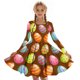 thumbnail image 5 of Vestido de manga larga con cuello redondo para niñas, vestido elástico de manga larga, corte A, estilo patinador con volantes, vestido de recital escolar, vestido de manga larga con cuello redondo par, 5 of 6