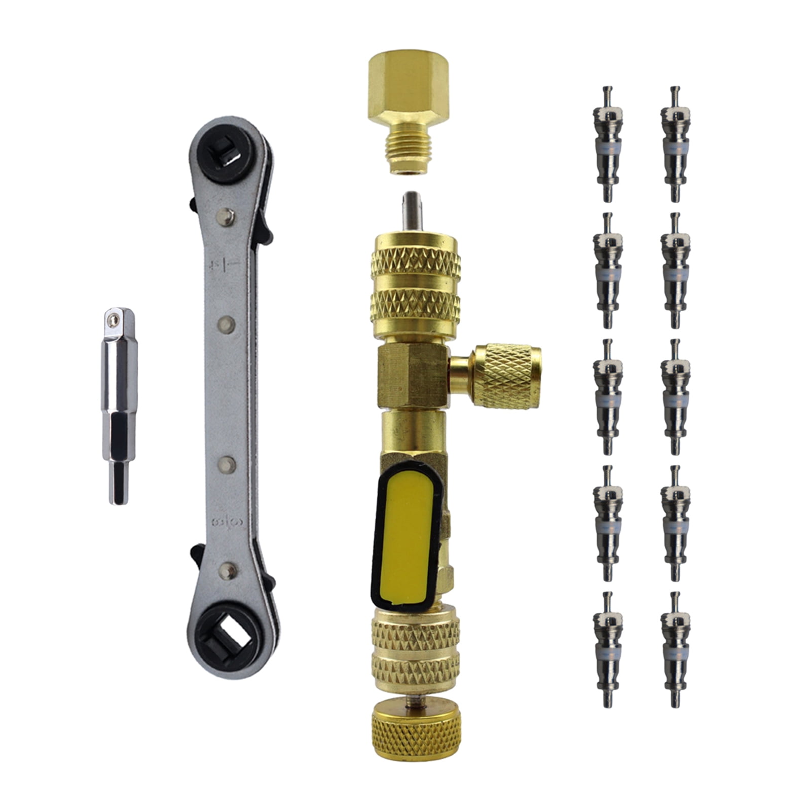 Valves Cores Remover Tool with Hex Bit Adapter Valves Cores HVAC Service Wrench Set for Equipment Repair