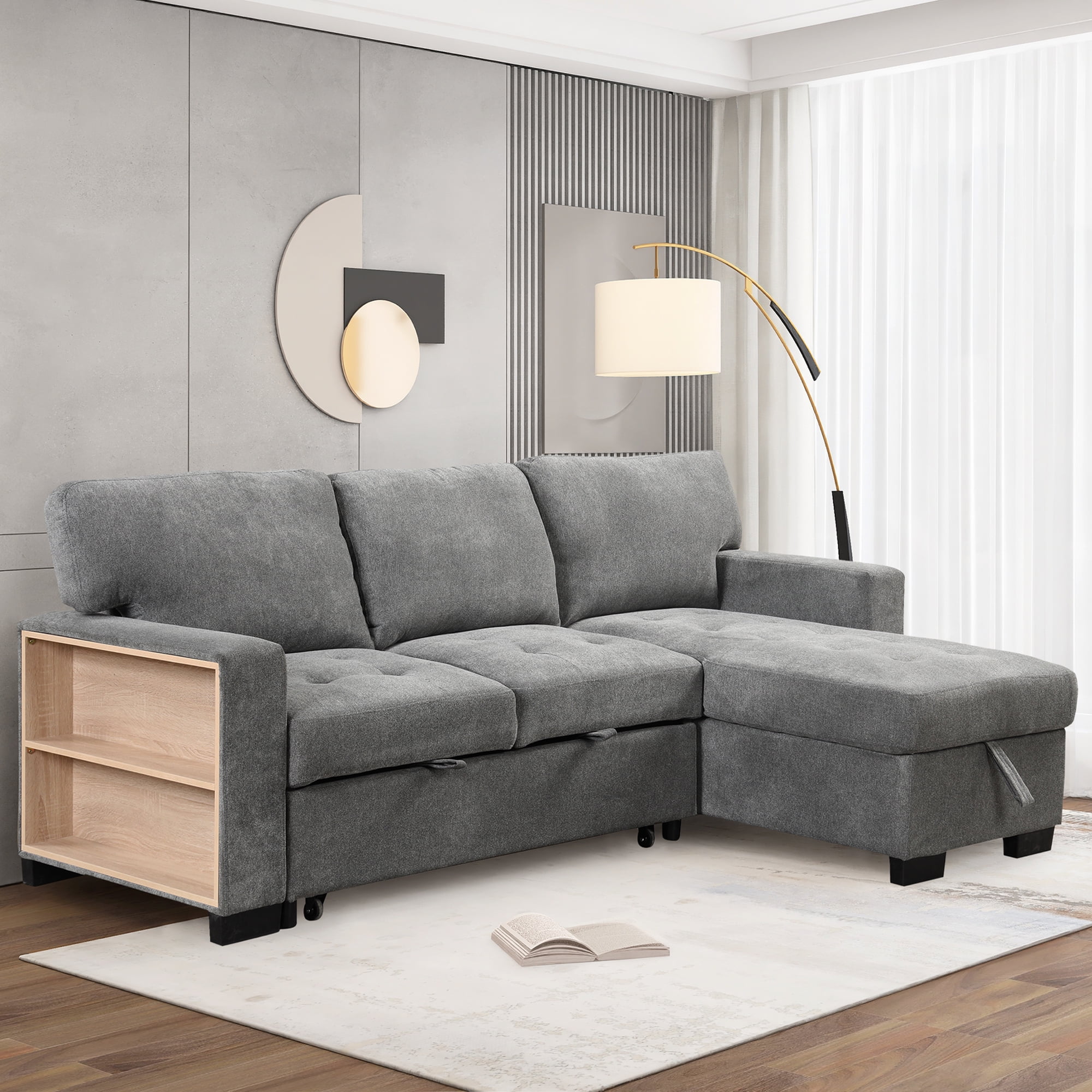 Euroco Sectional Sofa Set with PullOut Bed LShaped Lounge Sofa with