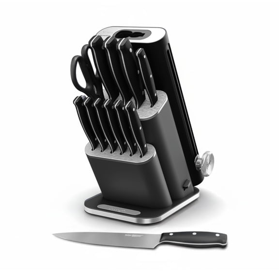 Ninja NeverDull Razor-Sharp 13-Piece Knife System with Removable Sharpener, Laser-Cut Blades, NK12013BK1, Black
