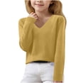 thumbnail image 2 of Spazoro Kids Girls Boys Sweaters, Casual Thickening Long Sleeve Crew Neck Warm Shirts for Child Girls Yellow Size 6-7T, 2 of 6