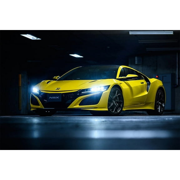 Honda NSX Yellow Sporty Car Decor Wall - 12x18 Inch Laminated Poster - Stunning Detail and Bold Colors