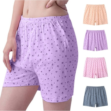 Kmdttou Cotton Underwear for Women s Middle-aged And Elderly Underwear Solid Color Loose Angle Underwear (Available in Plus Size)
