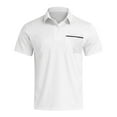 thumbnail image 3 of MIXUE Polo Shirts For Men Summer Solid Color Lapel Button Down Short Sleeve With Pockets Pullover Tops Tshirts Activewear,White,XXXL, 3 of 3