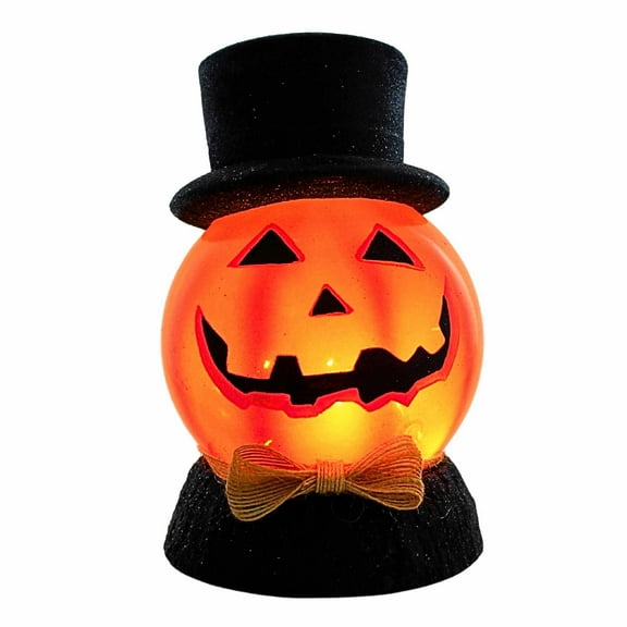 Halloween Pre-Lit Ball W/Base - One Pre-Lit Decorative Light 7.5 Inch, Glass - Jack-O-Lantern HOL0286 TRIANGLE