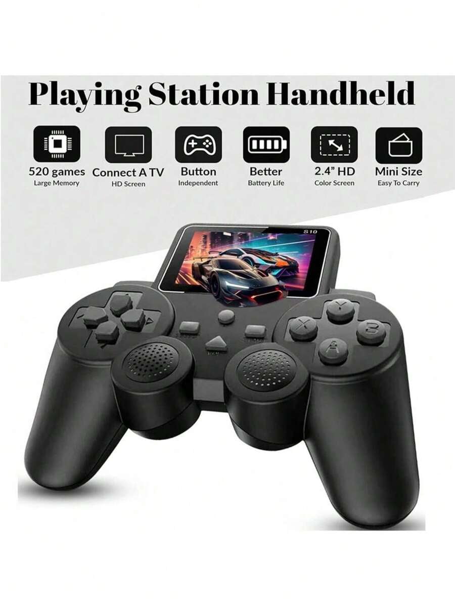 520-In-1 Retro Gaming Handheld Console With PlayStation, Built-In Classic Arcade Games, AV TV Output, 2.4" Screen, Rechargeable