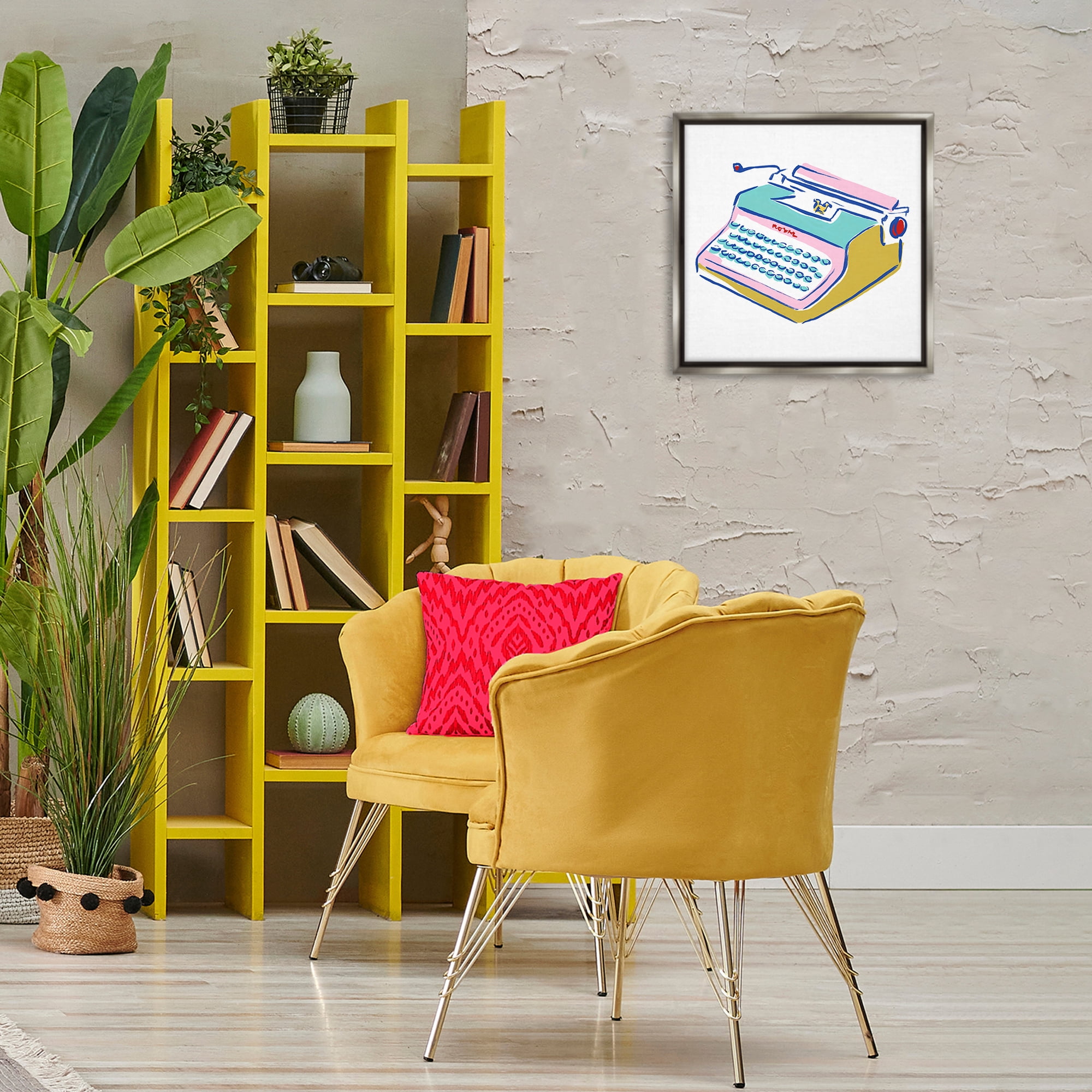 Stupell Industries Simple Retro Typewriter Novelty Painting Gray Floater Framed Art Print Wall Art, 18 x 18