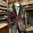thumbnail image 5 of Donemore Men's Christmas Corduroy Blazer Notched Lapels & Single-Breasted Long Sleeve Xmas Printed Jacket Holiday Retro Overcoat, 5 of 7