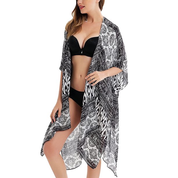 JBEELATE Women's Swimsuit Cover Ups Bohemian Short Sleeve Open Front