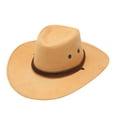 thumbnail image 2 of 2DXuixsh Womens Boots Hat Adult Casual Solid Summer Western Fashion Cowboy Sun Hat Wide Brim Travel Sun Cap Wool Fedora Size 7 and 1/2 Yellow, 2 of 3